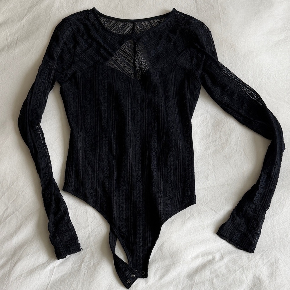 Abercrombie & Fitch Black Long Sleeve Bodysuit